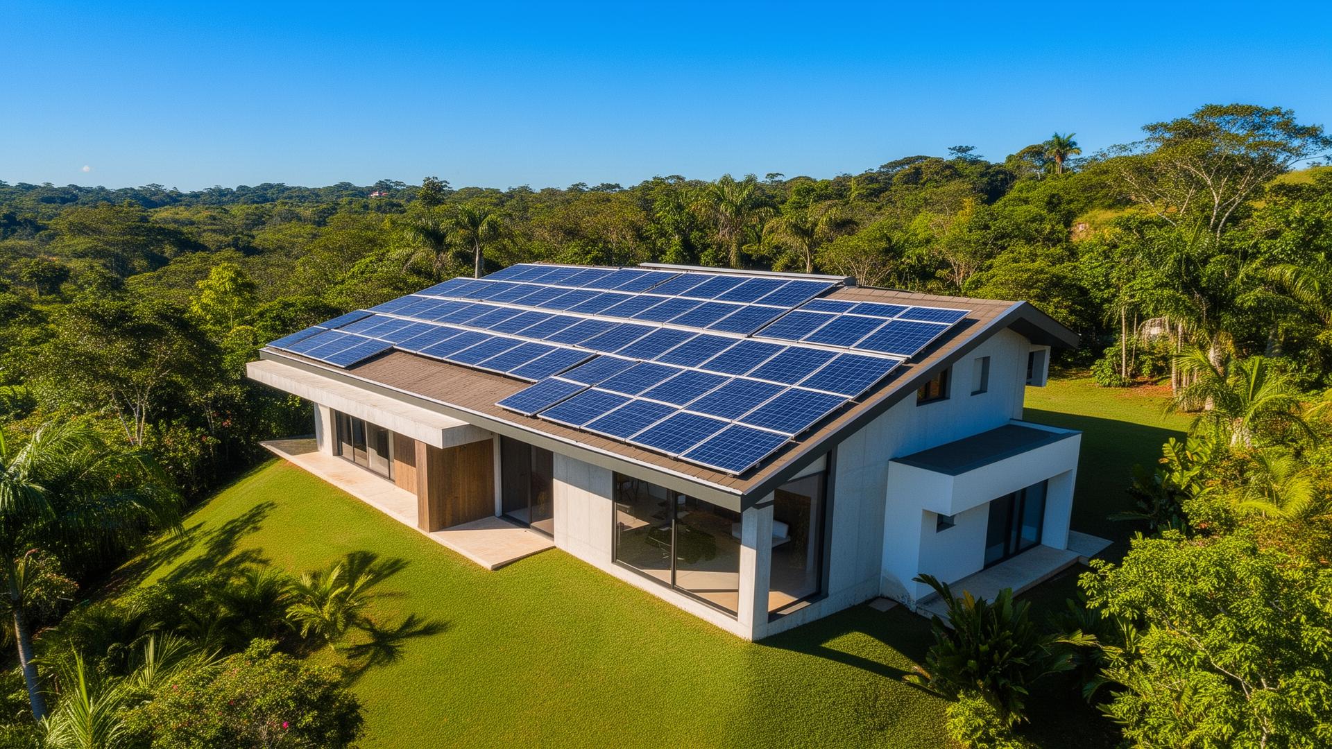 Casa moderna com painéis solares instalados pela TIOSUN